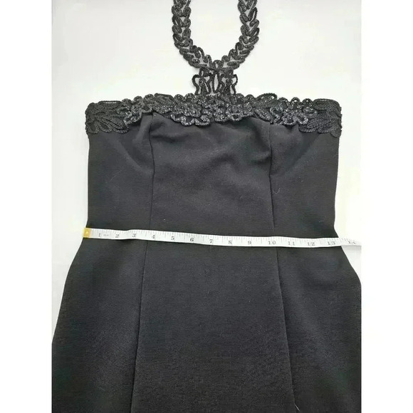 Vtg Roberta Women's 5/6 Black Halter Neck Fitted Formal Mini Dress - Picture 9 of 12